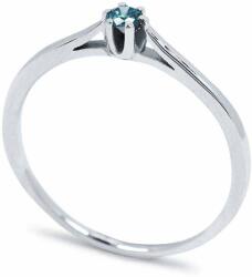 White & Black Eljegyzési gyűrű - 2, 5mm kék gyémánttal - fehérarany (AU13753)