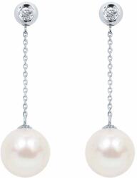 White & Black Igazgyöngy lógós fülbevaló gyémánttal - 8-8, 5mm akoya (AU13105)