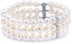 White & Black Három soros édesvízi tenyésztett gyöngy karkötő gyémánt dísszel (GY955)