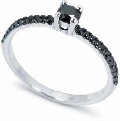 White & Black Celine fekete gyémánt eljegyzési gyűrű - 0, 63 karát (AU13898)