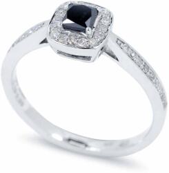 White & Black 0, 52 karátos fekete princess gyémánt eljegyzési gyűrű (AU12916)