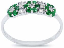 White & Black Bella smaragd virág gyűrű (AU11190)