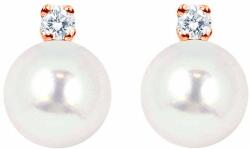 White & Black Igazgyöngy Classic gyémánt fülbevaló - 7, 5-8mm - rosegold - akoya (AU11683)