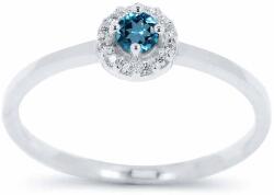 White & Black Halo kék gyémánt eljegyzési gyűrű - 0, 15 karát (AU12697)