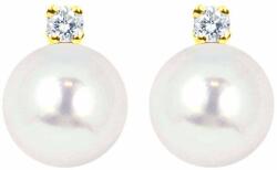 White & Black Igazgyöngy Classic gyémánt fülbevaló - 8-8, 5mm - arany - akoya (AU11285)
