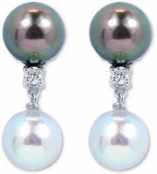 White & Black Classic tahiti és kék akoya gyöngy fülbevaló (AU13503)