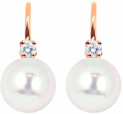 White & Black Igazgyöngy Classic gyémánt fülbevaló - 8-8, 5mm - rosegold (AU10516)