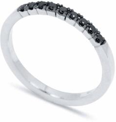 White & Black Fekete gyémánt soros gyűrű fehéraranyból - 9 kővel - 1, 5mm (AU12077)