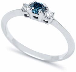White & Black Hármas kék és fehér gyémánt eljegyzési gyűrű - 0, 32 karát (AU13865)