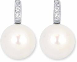 White & Black Gyémánt fülbevaló igazgyönggyel - 9, 5-10mm - édesvízi (AU13854)