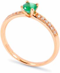 White & Black Briliáns gyémánt eljegyzési gyűrű - rosegold - smaragd kővel (AU11923)