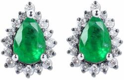 White & Black Csepp smaragd fülbevaló gyémántokkal (AU13218)