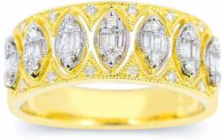 White & Black Sultana baguette gyémánt gyűrű - 0, 4 karát (AU13349)