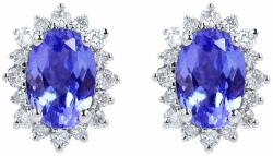 White & Black Ovál tanzanit fülbevaló gyémántokkal (AU10594)