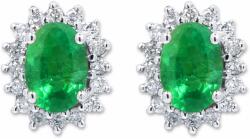 White & Black Ovális smaragd fülbevaló gyémántokkal - 2 karát (AU13710)