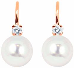 White & Black Igazgyöngy Classic gyémánt fülbevaló - 7, 5-8mm - rosegold - akoya (AU11788)