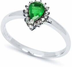 White & Black Csepp smaragd eljegyzési gyűrű gyémántokkal (AU13276)