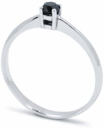 White & Black Fekete gyémánt eljegyzési gyűrű - 3, 5mm - fehérarany (AU12147)