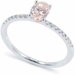 White & Black Labor ovális gyémánt eljegyzési gyűrű fehéraranyból - 0, 66 karát - Rózsaszín - IGI (AU12396)