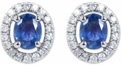 White & Black Halo ovális zafír és gyémánt fülbevaló (AU13206)