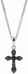 White & Black Kereszt medál fekete gyémántokkal - fehérarany (AU12171)