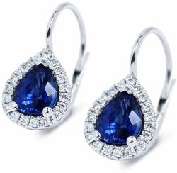 White & Black Csepp zafír fülbevaló gyémántokkal - kapcsos - 1, 5 karát (AU11815)