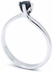 White & Black Fekete gyémánt eljegyzési gyűrű - 4, 0mm - fehérarany (AU9823)