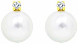 White & Black Igazgyöngy fülbevaló gyémánttal - 6-6, 5mm - arany - akoya (AU13439)