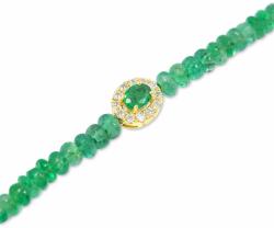 White & Black Ovális smaragd karkötő gyémántokkal (AU13587)