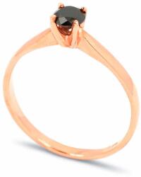 White & Black Fekete gyémánt eljegyzési gyűrű - 4, 0mm - rosegold (AU10703)
