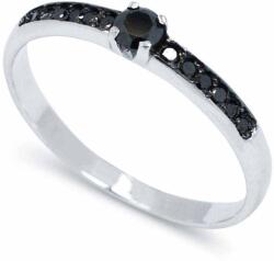 White & Black Briliáns fekete gyémánt eljegyzési gyűrű - 0, 28 karát (AU13531)