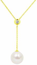 White & Black Igazgyöngy lógós nyakék gyémánttal - 7, 5-8mm akoya (AU13427)