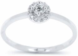 White & Black Halo gyémánt eljegyzési gyűrű - 0, 16 karát - fehérarany (AU13580)