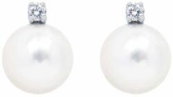 White & Black Igazgyöngy fülbevaló gyémánttal - 6-6, 5mm - betűzős - akoya (AU13300)