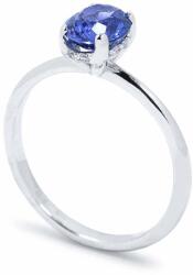 White & Black 1, 3 karátos ovális zafír eljegyzési gyűrű gyémántokkal - Hidden Halo (AU12620)