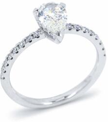 White & Black Labor csepp gyémánt eljegyzési gyűrű fehéraranyból - Hidden Halo - 1, 3 karát - IGI (AU12446)