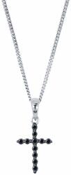 White & Black Kereszt medál fekete gyémántokkal - fehérarany (AU12168)