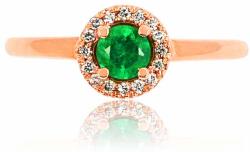 White & Black Halo smaragd eljegyzési gyűrű - rosegold (AU11625)