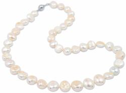 White & Black Édesvízi tenyésztett gyöngysor ezüst zárral - Lapos (GY906)