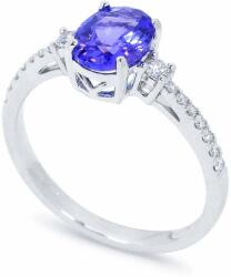 White & Black Imelda ovális tanzanit köves eljegyzési gyűrű (AU12716)