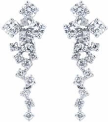 White & Black Soave szőlőfürt gyémánt fülbevaló - 1, 2 karát (AU13392)