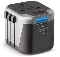 SBS Univerzális utazóadapter, 12W, fekete (TEADAPT2USBUNI) (TEADAPT2USBUNI)