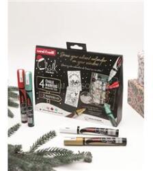 uni Chalk PWE-5M karácsonyi 4 db-os tradicionális színek folyékony kréta (fehér, arany, metál zöld, piros) (2UPWE5M4DBTRAD3) (2UPWE5M4DBTRAD3)