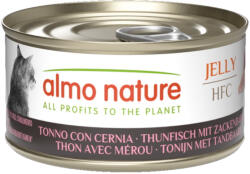 Almo Nature 24x70g Almo Nature HFC Tonhal & fűrészfogú sügér aszpikban nedves macskatáp