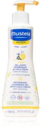 Mustela Bébé Dry Skin tápláló és tisztító gél bőrszerkezetet javító védőkrémmel gyermekeknek születéstől kezdődően 300 ml