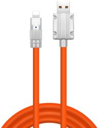 JKX Szilikon Bevonatú Töltőkábel, Lightning/USB csatlakozó, 3A gyorstöltés, 1 méter, narancssárga (TB24542_1)