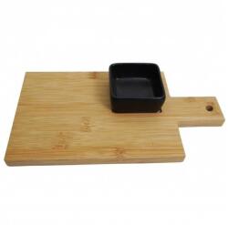 Pufo Bambuszfából készült konyhai aprító porcelán tálalótálal, 26 x 14 cm (Pufo3982)