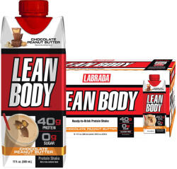 Labrada Lean Body Ready-to-Drink Protein Shake (12 x 500 ml, Unt de Arahide cu Ciocolată)