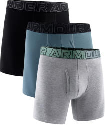 Under Armour Perf Cotton Solid 6in 3Pack Steel Heather Férfiboxeralsó L