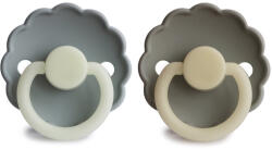 FRIGG Daisy Night Szilikon cumi - 2 db-os szett - 0-6 hó - French grey/Portobello